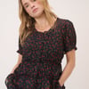 Black Floral Scoop Neck Top