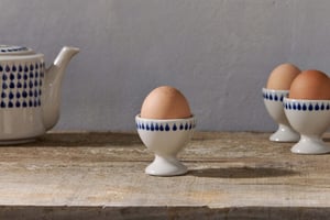 nkuku Indigo Drop Egg Cups Set Of 2 | Kitchen & Dining Accessories | One Size | Cream & Indigo