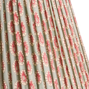 40cm straight empire shade in aqua pink block printed Dotty gathered cotton by GP & J Baker