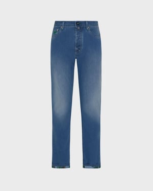 Vilebrequin - Men 5-pockets Denim Pants Palms Offset - Jeans - Gbetta18 - Blue - Size 40