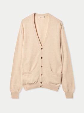Organic Color Essential Cashmere V-Neck Cardigan - 2XL / Beige / MK04-02
