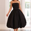 Upon A Cloud Strapless Bubble Midi Dress Black