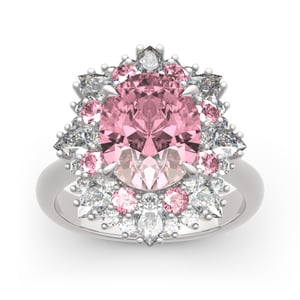 Jeulia Floral Oval Cut Sterling Silver Ring