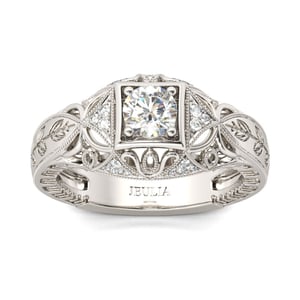 Jeulia Vintage Round Cut Sterling Silver Ring