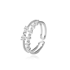 Jeulia Double Row Adjustable Open Bow Ring