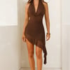 Peachy Belle Halter Mesh Top Brown