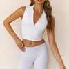 BASE Contour Sleeveless Polo Top White