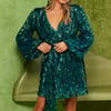 HELLO MOLLY Static Memory Sequin Dress Green