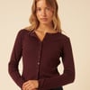 Burgundy Pointelle Cardigan