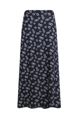 Weird Fish Medivet Printed Jersey Maxi Skirt Navy Blue Size 8