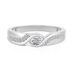 Jeulia Bypass Round Cut Women's Wedding Ring Sterling Silver