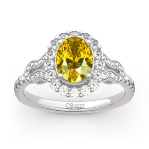 Jeulia Halo Oval Cut Sterling Silver Ring