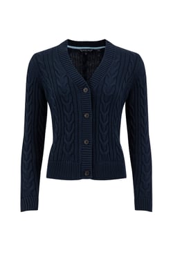 Weird Fish Constance Cable Knit Cardigan Navy Size 8