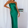 Coolness Calling Satin Maxi Dress Green