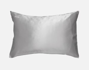 QE Home Custom Embroidered 100% Mulberry Silk Pillowcase in Silver, Grey, King