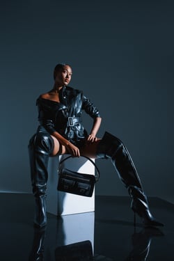 AKIRA Azalea Wang Wynndy Thigh High Boot | Black | Size 11