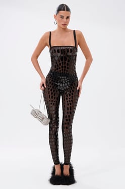 AKIRA Bling Blow Mesh Jumpsuit | Black | Size 2X