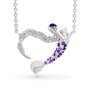 Jeulia "Ocean's Light" Sterling Silver Mermaid Gift Necklace for Valentine's Day