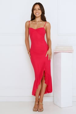 Socialite Chic Mesh Midi Dress Pink