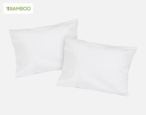 QE Home Petite 310TC Bamboo Cotton Pillowcase in White (Set of 2)