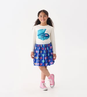 Girls Bursted Hearts Sequin Skirt