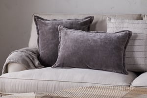 nkuku Dhara Velvet Cushion Cover | Textiles | Charcoal | 60 x 40 cm