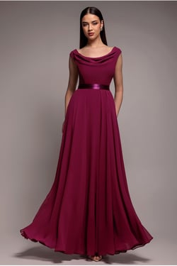 Goddiva Cowl Neck Chiffon Maxi Dress - Magenta