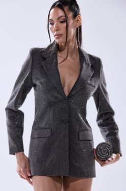 AKIRA All Eyes On Me Embellished Denim Blazer | Size 1X