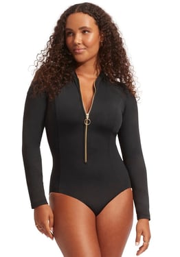 Zipfront Surfsuit Black - UK 8