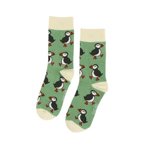 Save the Green Puffin Bamboo Socks | UK Adult 7-11