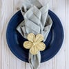 Daisy Handwoven Iraca Napkin Ring - Solid Color (one solid color) / Natural