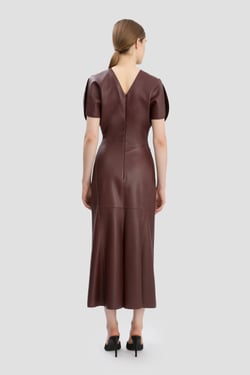 Victoria Beckham Bela Midi Dress In Burgundy - 4 - Womens