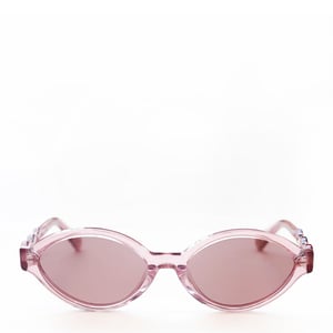 Damson Madder Slim Oval Preppy Sunglasses With Wavy Temple Pink
