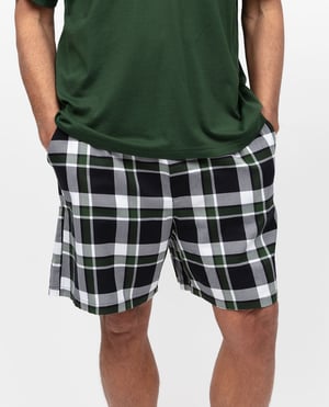 Olive Mens Lightly Brushed Check Shorts - XL