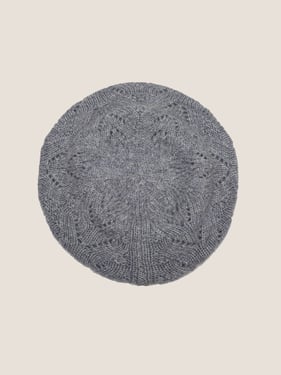 100% Wool Hand-Knit Beret - Slate Grey / One Size