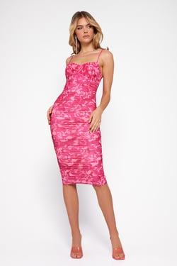 Inability To Remain Midi Dress Pink