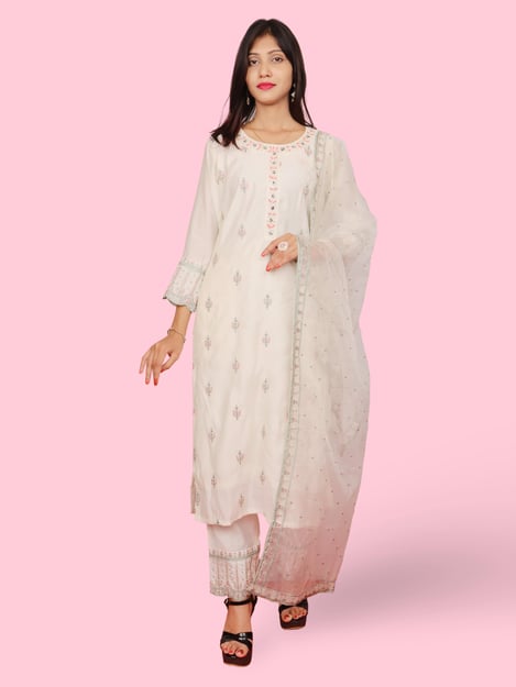 Women's Cotton Kurta-Pant, and Dupatta Set