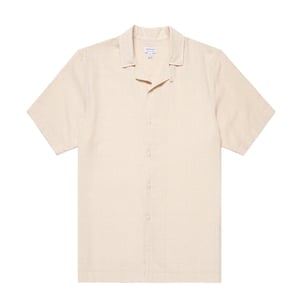 Sunspel Loose Weave Check Shirt Ecru