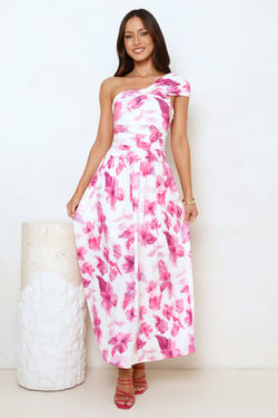 Subtle Luxe One Shoulder Maxi Dress Pink