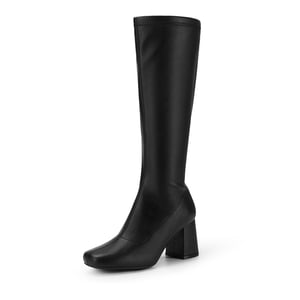 DREAM PAIRS Desire Square Toe Chunky Knee High Gogo Boots