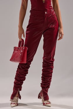 AKIRA Too Hot For You Faux Leather Ruched Trouser Pants | Size 1X