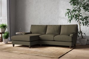 nkuku Marri Large Left Hand Chaise Sofa | Make To Order | Recycled Cotton Moss | No Colour