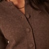 Brown Wool Crew Neck Cardigan