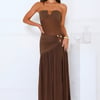 Win Instantly Strapless Mesh Maxi Dress Brown