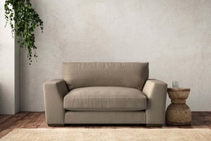 nkuku Guddu Love Seat | Make To Order | Brera Linen Pebble | No Colour