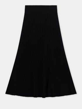 Calf-Length Cashmere Knit Skirt - 2XL / Black / WK1025-1481