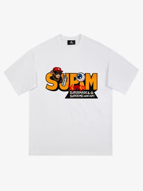 SUPM Trendy Hip-Hop Monkey Graffiti Font T-Shirt - White / XXL