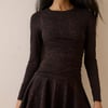 Brown Snake Print Long Sleeve Yuki Mini Dress
