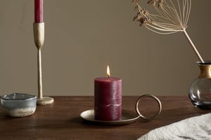 nkuku Rustic Soy Blend Mini Pillar Candle | Candles & Home Fragrance | Dark Cherry | Mini 8 x 7 cm