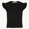 Black Shirred Tie Back Top